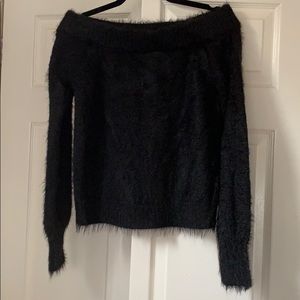 Off Shoulder Fuzzy Sweater - River Island